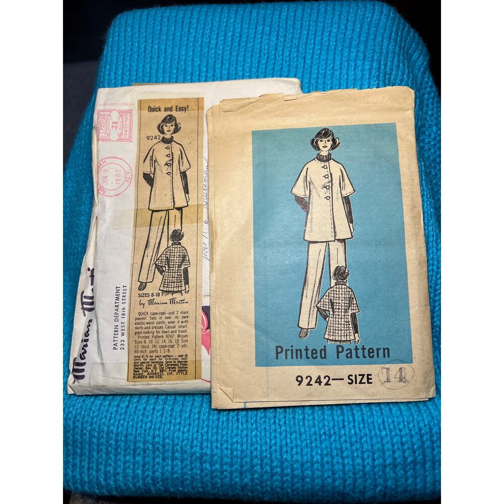 Mariam Martin Sewing pattern 9242 pants button front top 1960s size 14